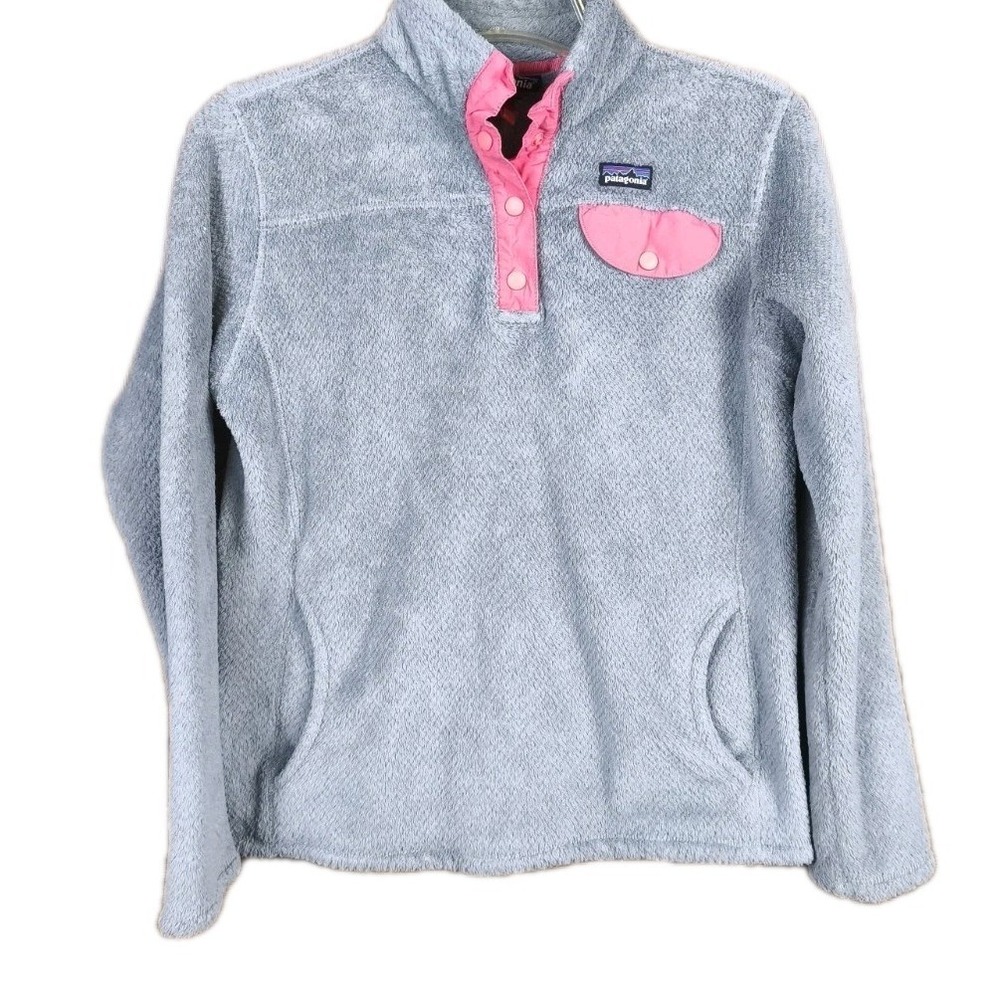 Patagonia Synchilla Snap-T Pullover‎ Fleece Girls XL 14 Gray Pink